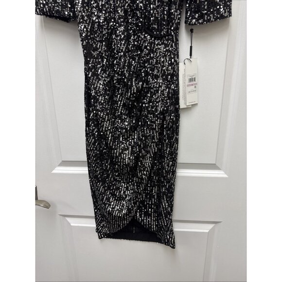 NWT Calvin Klein Women's Size 6 Bkack Short Sleeve Sequin Sheath Cocktail Dress - Picture 5 of 11